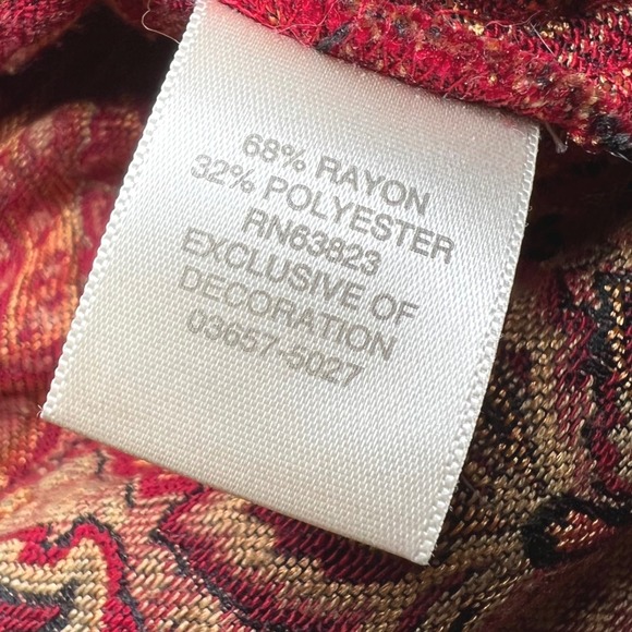 Vintage CJ Banks Womens 2X Plus Size Paisley Tapestry Vest Zip Up Red Gold Boho - Picture 5 of 13